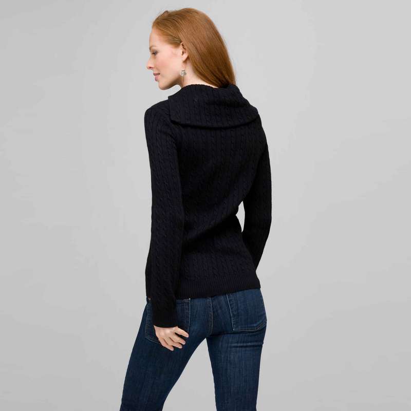 Long Sleeve Button Out Turtle Neck, Black, large image number 1