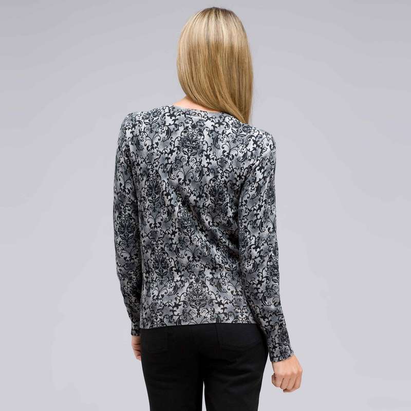 Button Front Crew Neck Cardigan, , large image number 1